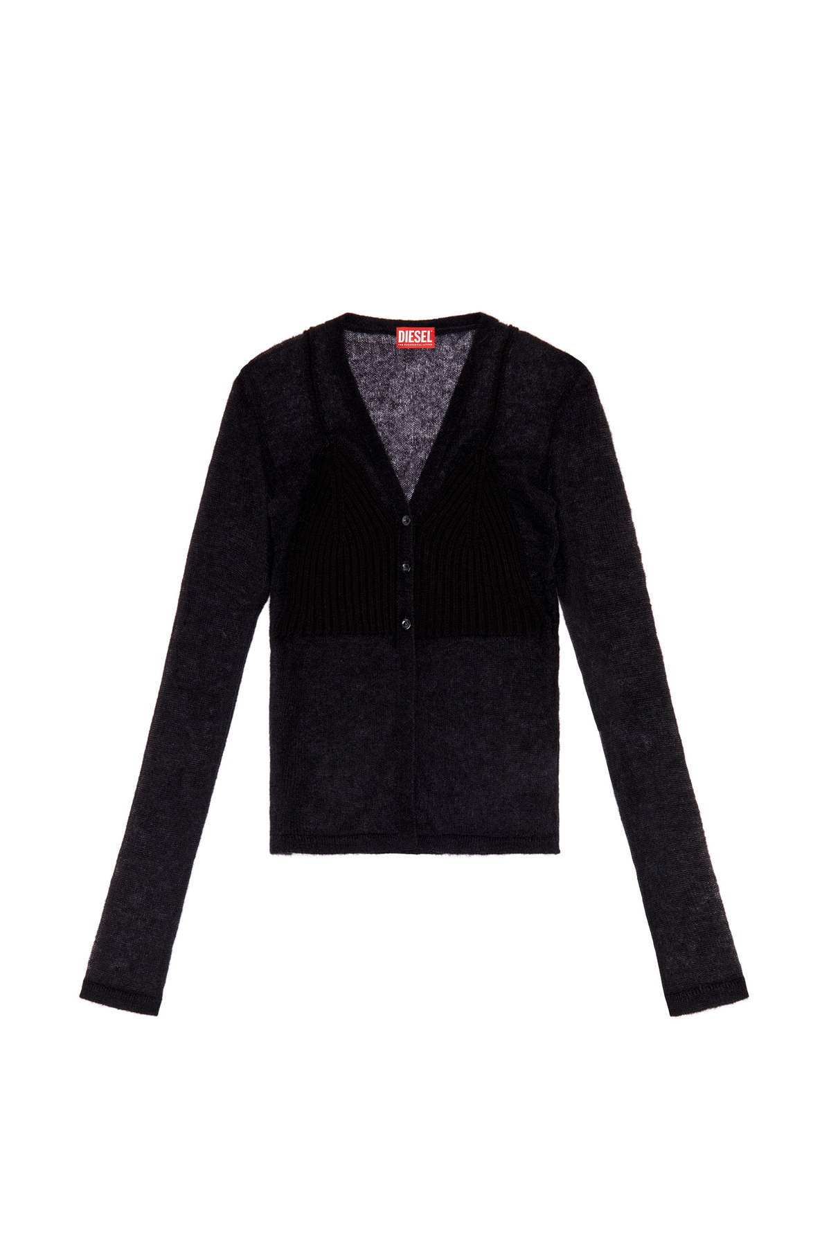 Diesel Sheer cardigan with bra detail - Knitwear Womens in Black