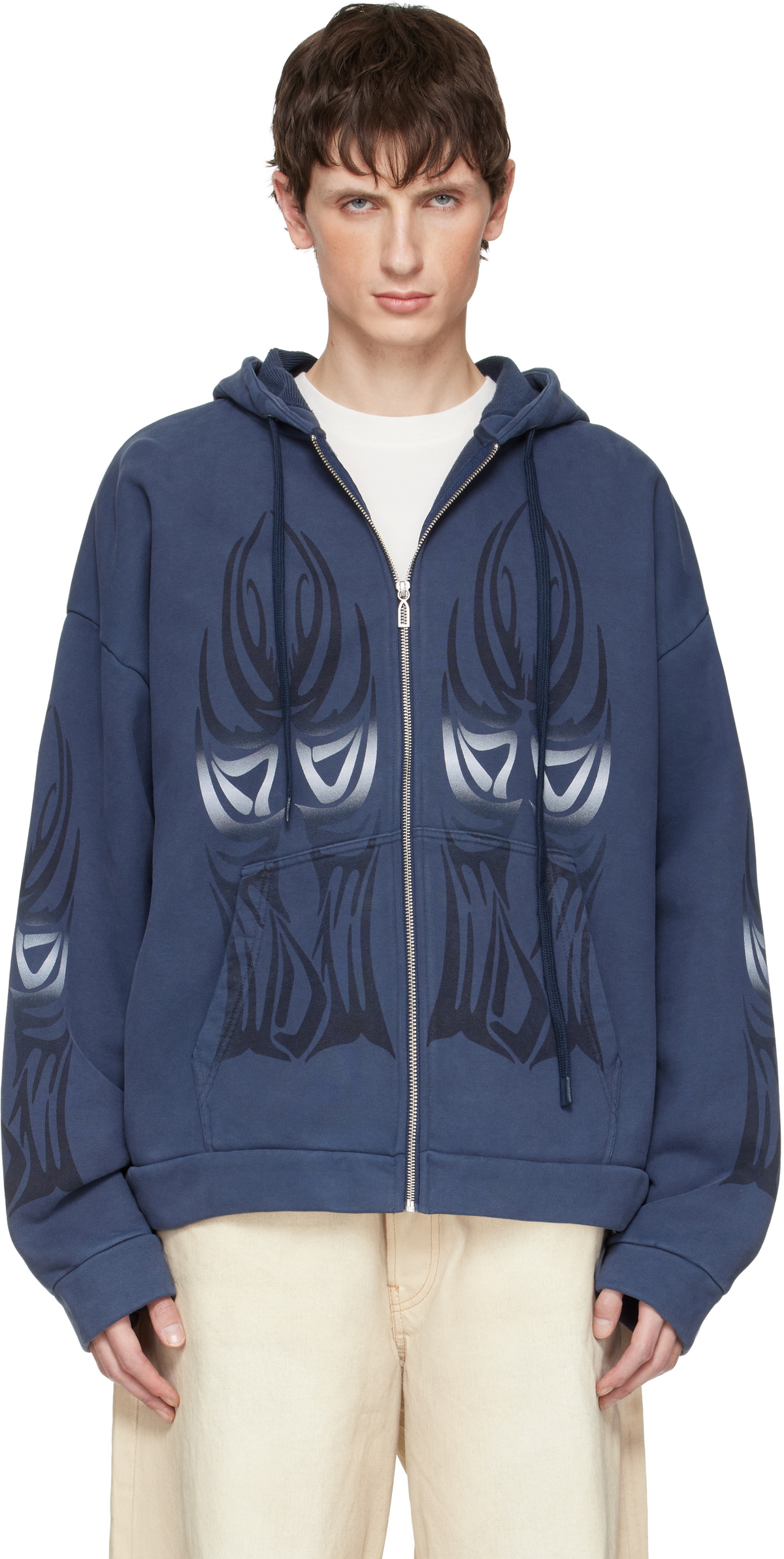 Who Decides War Blue Winged Zip Up Hoodie