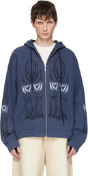 Who Decides War Blue Winged Zip Up Hoodie