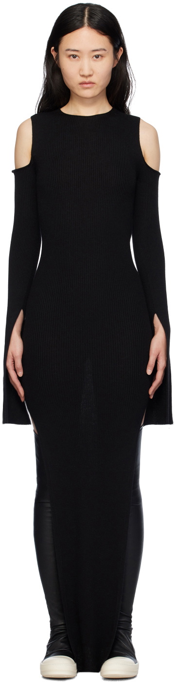 【送料&関税込】Rick Owens Maxi Black Dress With Cut-out In Rick Owens Black Cutout Maxi Dress Rick Owens