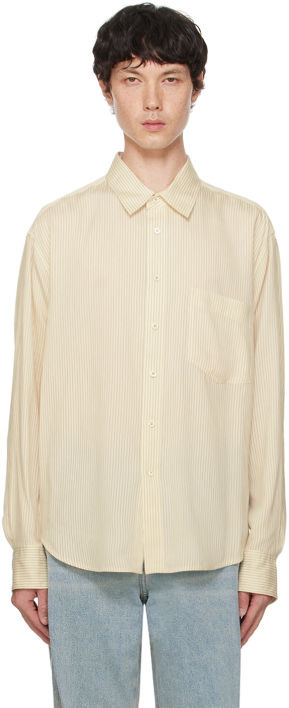 Recto Beige Striped Shirt