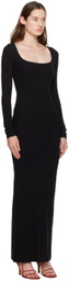ÉTERNE Black Square Neck Maxi Dress