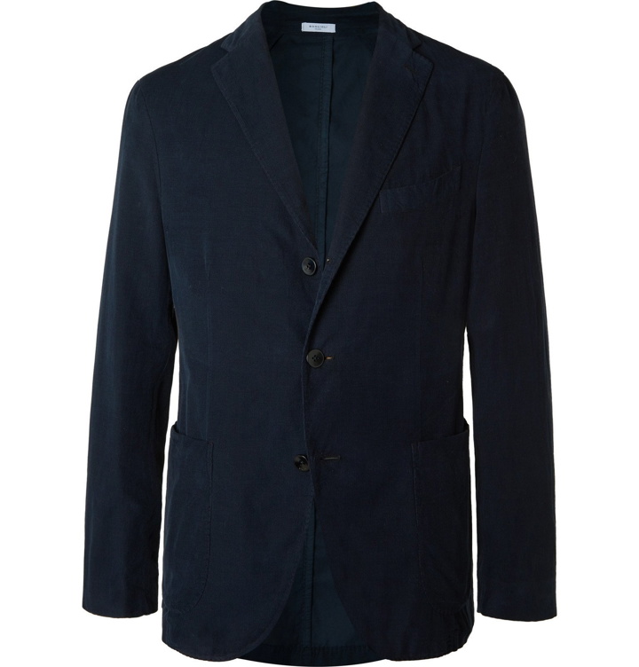 Photo: Boglioli - Navy Slim-Fit Unstructured Cotton-Corduroy Suit Jacket - Blue