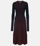 Tod's Striped ribbed-knit pleated midi dress
