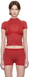 Isa Boulder SSENSE Exclusive Red Knitted Malley Bra & Jia Baby T-shirt