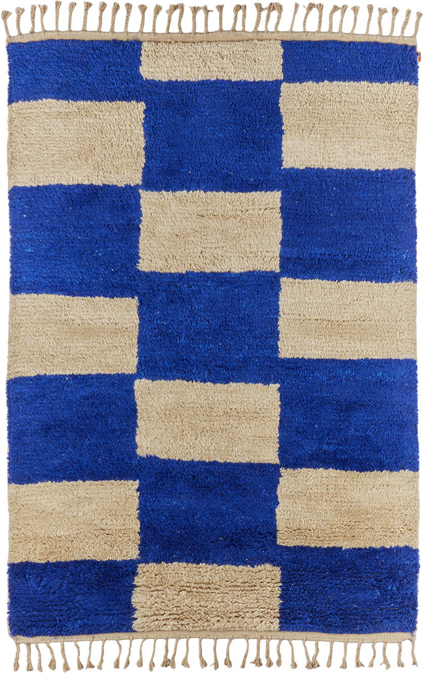 ferm LIVING Off-White & Blue Mara Rug