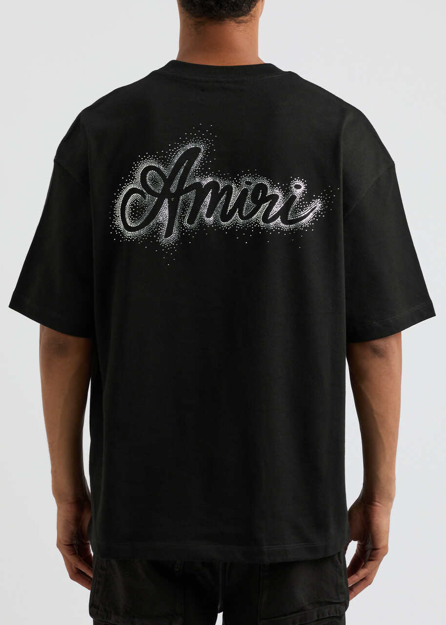 Amiri Crystal Burst MA Swirl Logo Cotton T-shirt Black Amiri