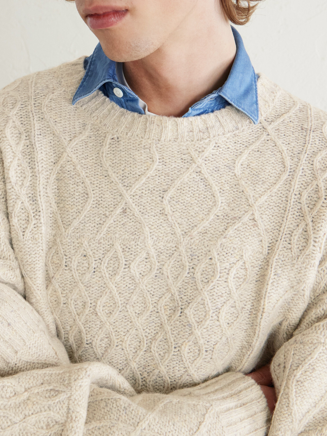 MANAAKI - Keanu Cable-Knit Merino Wool-Blend Sweater - Neutrals MANAAKI