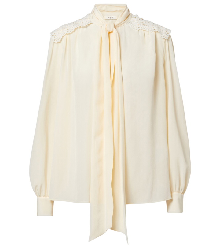 Photo: Chloé Lace-trimmed silk crêpe de chine blouse