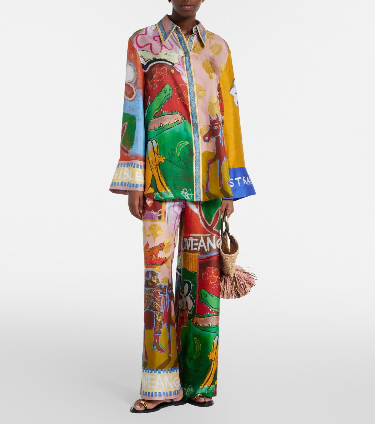 Alémais Mlak printed silk twill shirt