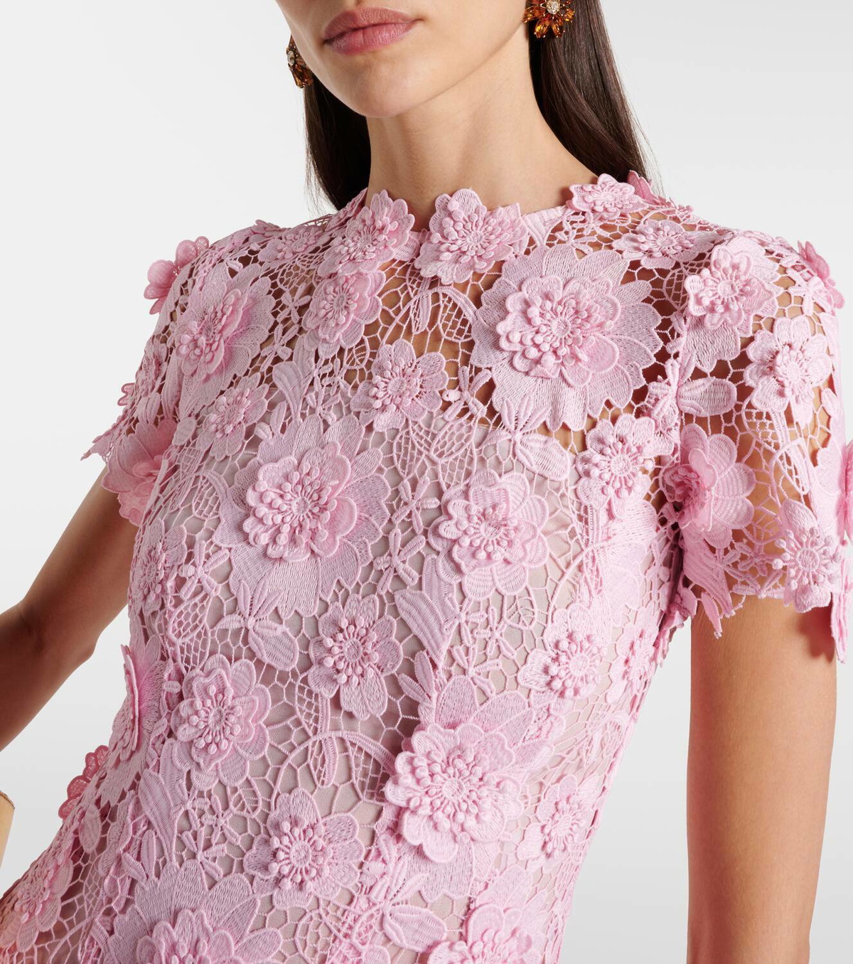 knee length dresses for ladies Oscar de la Renta Floral Guipure Lace Dress – Runway Catalog