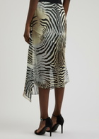 Paris Georgia Mae Zebra-print Silk-chiffon Midi Skirt Black