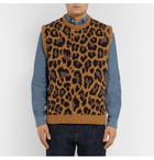 KAPITAL - Leopard-Jacquard Wool-Blend Sweater Vest - Men - Brown