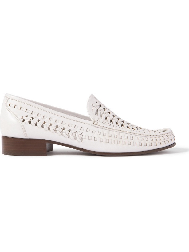 Photo: SAINT LAURENT - Swann Woven Leather Loafers - White - EU 40