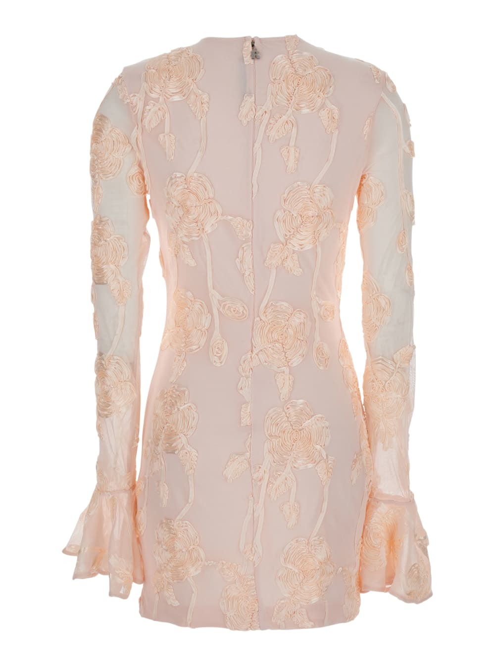 knee length dresses for ladies Flower mesh mini dress ROTATE Marrone main image 1