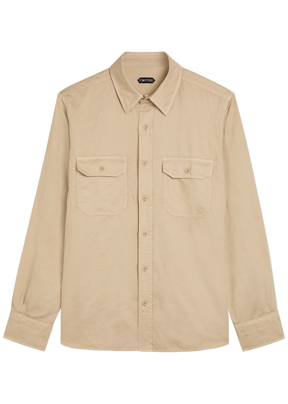 Photo: Tom Ford Cotton and Linen-blend Shirt Beige