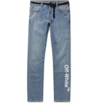 Off-White - Skinny-Fit Printed Stretch-Denim Jeans - Men - Blue
