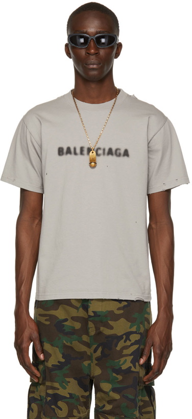 Photo: Balenciaga Grey Blurry Logo T-Shirt