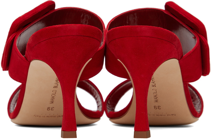 Manolo Blahnik Red Gable Heeled Sandals