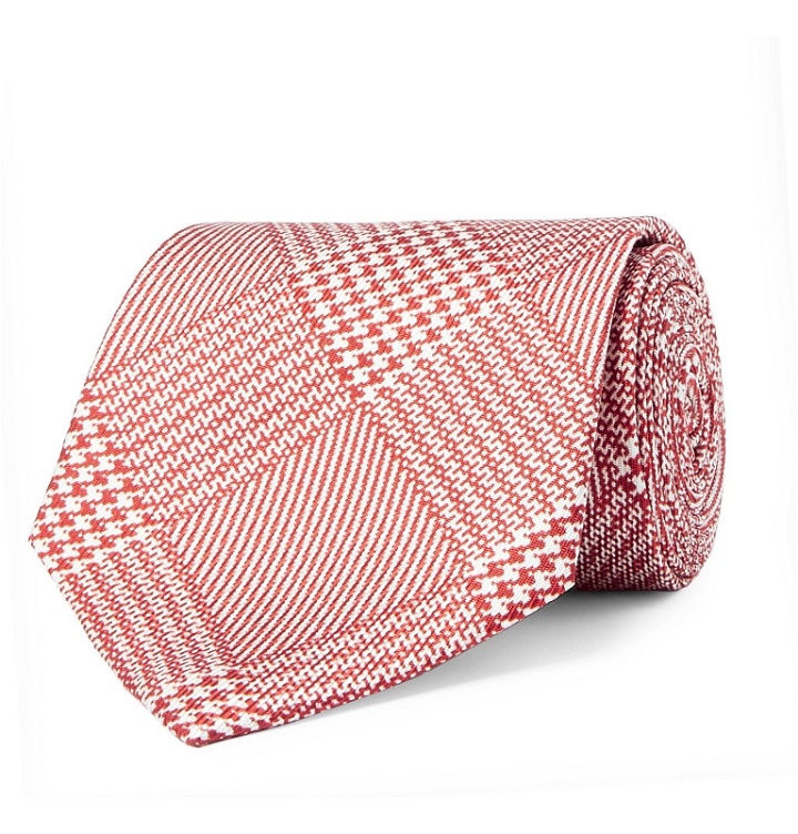 Photo: Emma Willis - 8.5cm Prince of Wales Checked Silk-Jacquard Tie - Red