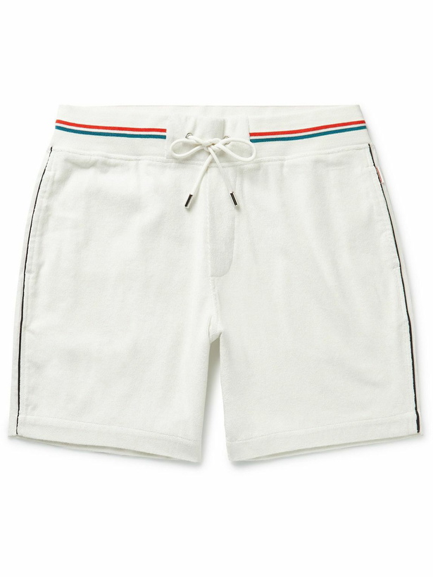 Photo: Orlebar Brown - Afador Straight-Leg Striped Cotton-Terry Drawstring Shorts - White