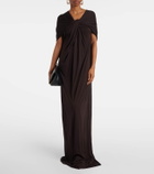 Jil Sander Caped draped crêpe jersey gown