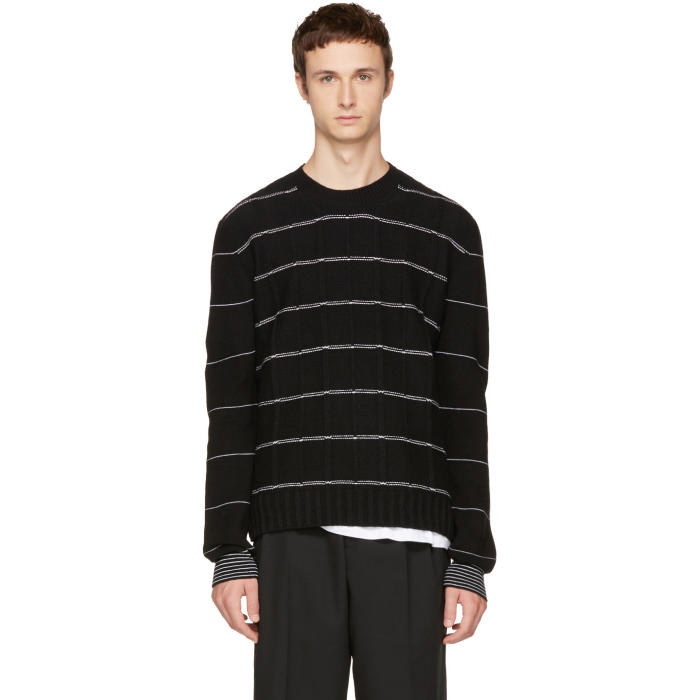 Photo: McQ Alexander McQueen Black Pinstripe Crewneck Sweater