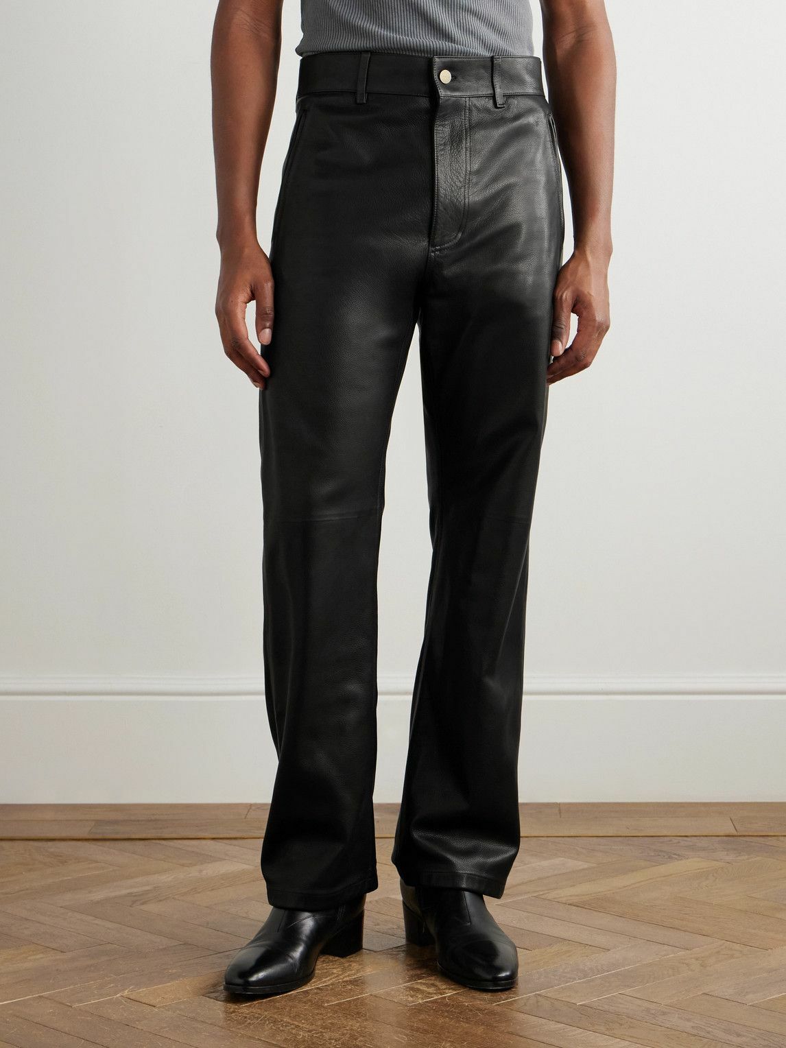Fear of God - Straight-Leg Full-Grain Leather Trousers - Black