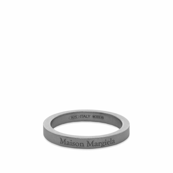 Photo: Maison Margiela Men's Text Logo Slim Band Ring in Palladium