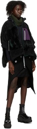 Sacai Black Wool & Faux-Fur Vest