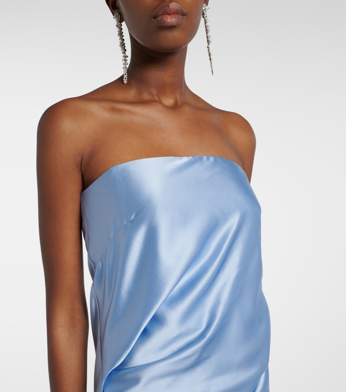 The Sei Draped silk charmeuse bustier gown