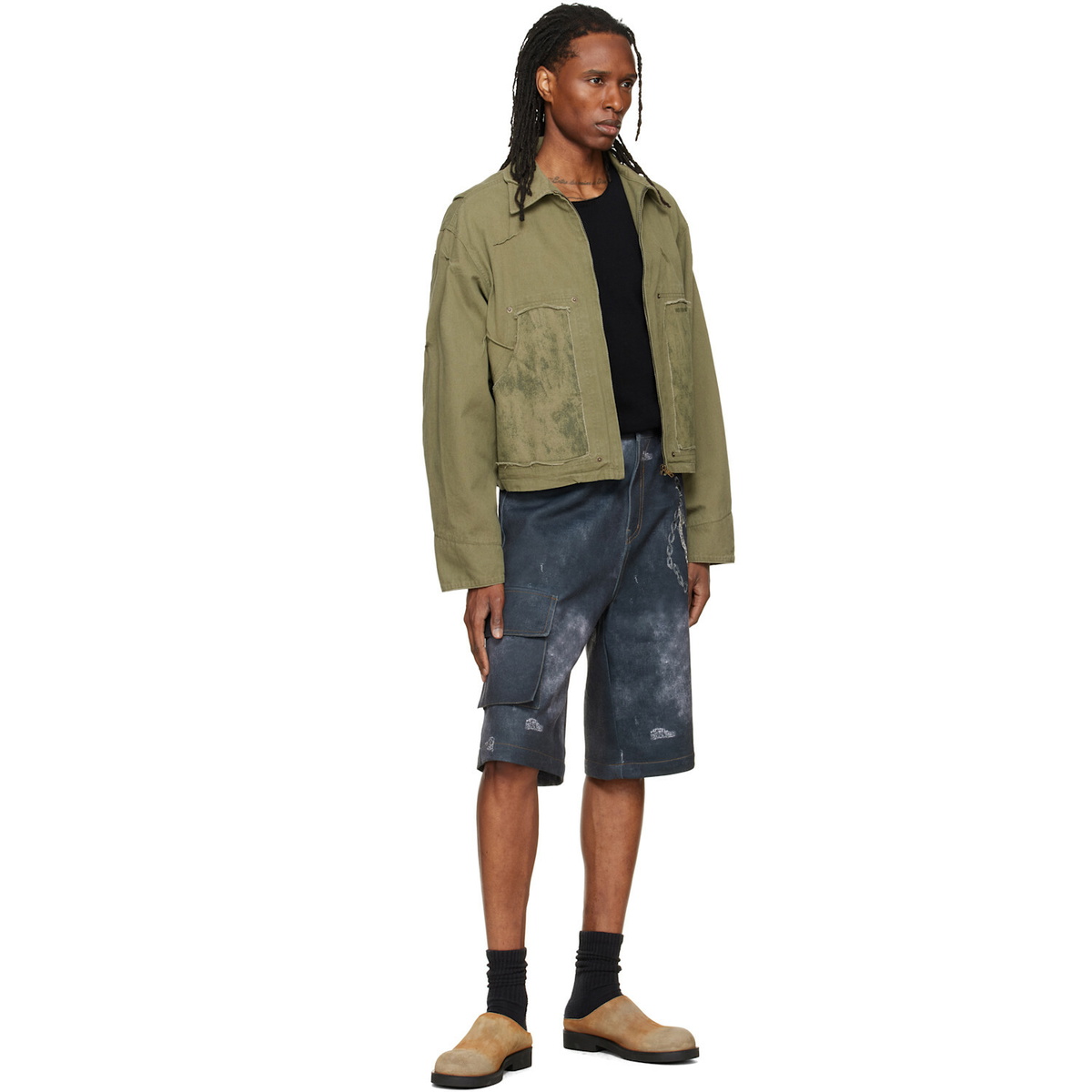 We11done Green Vintage Pin-Tucked Work Jacket