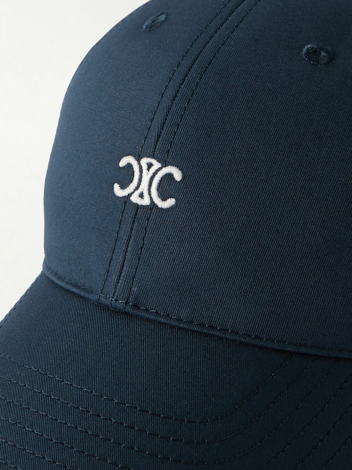 CELINE - Triomphe Logo-Embroidered Cotton-Gabardine Baseball Cap - Blue