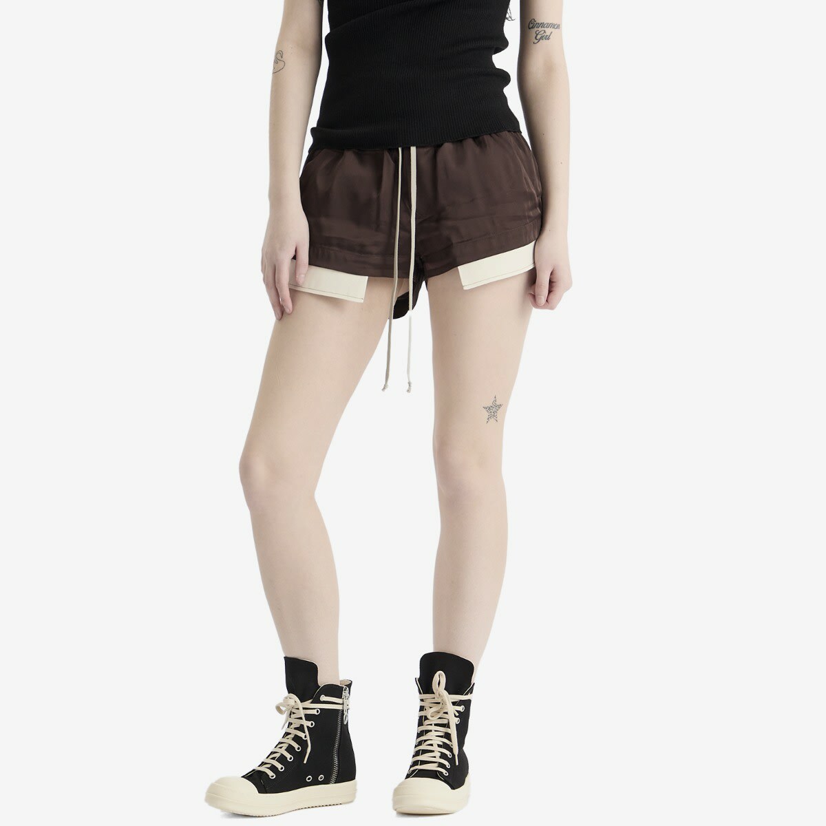 Rick Owens Women's Fog Boxer Shorts in Mahogany