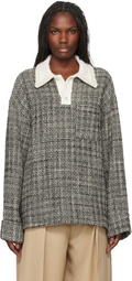 WOOYOUNGMI Black & White Multi Tweed Long Sleeve Polo