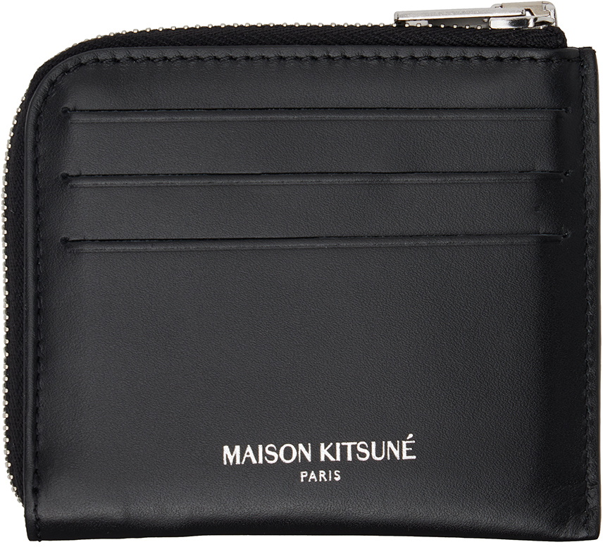 Maison Kitsuné Black Fox Head Zipped Wallet Maison Kitsune