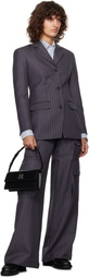 Off-White Gray Pinstripe Fitted Blazer