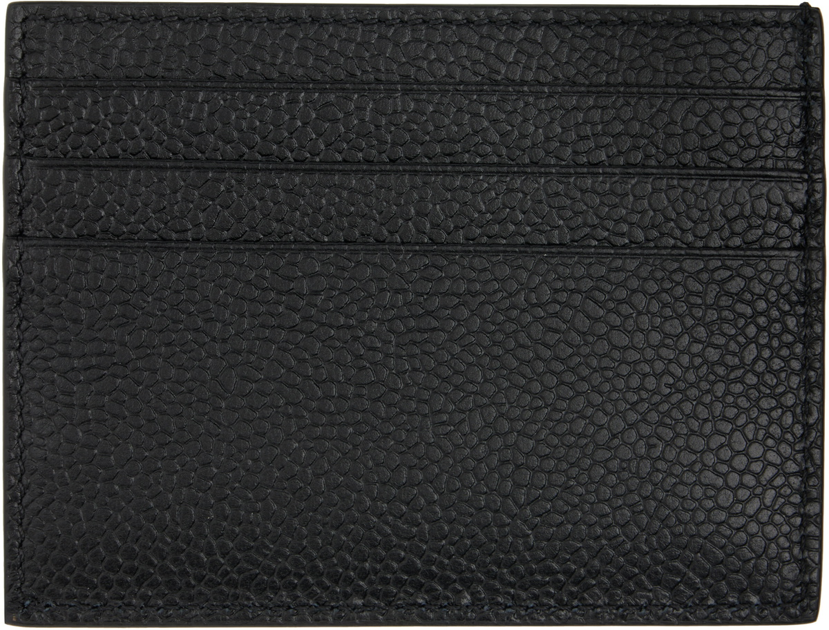 Thom Browne Black Pebble Grain Note Compartment Card Holder