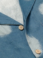 Folk - Camp-Collar Printed Linen Shirt - Blue