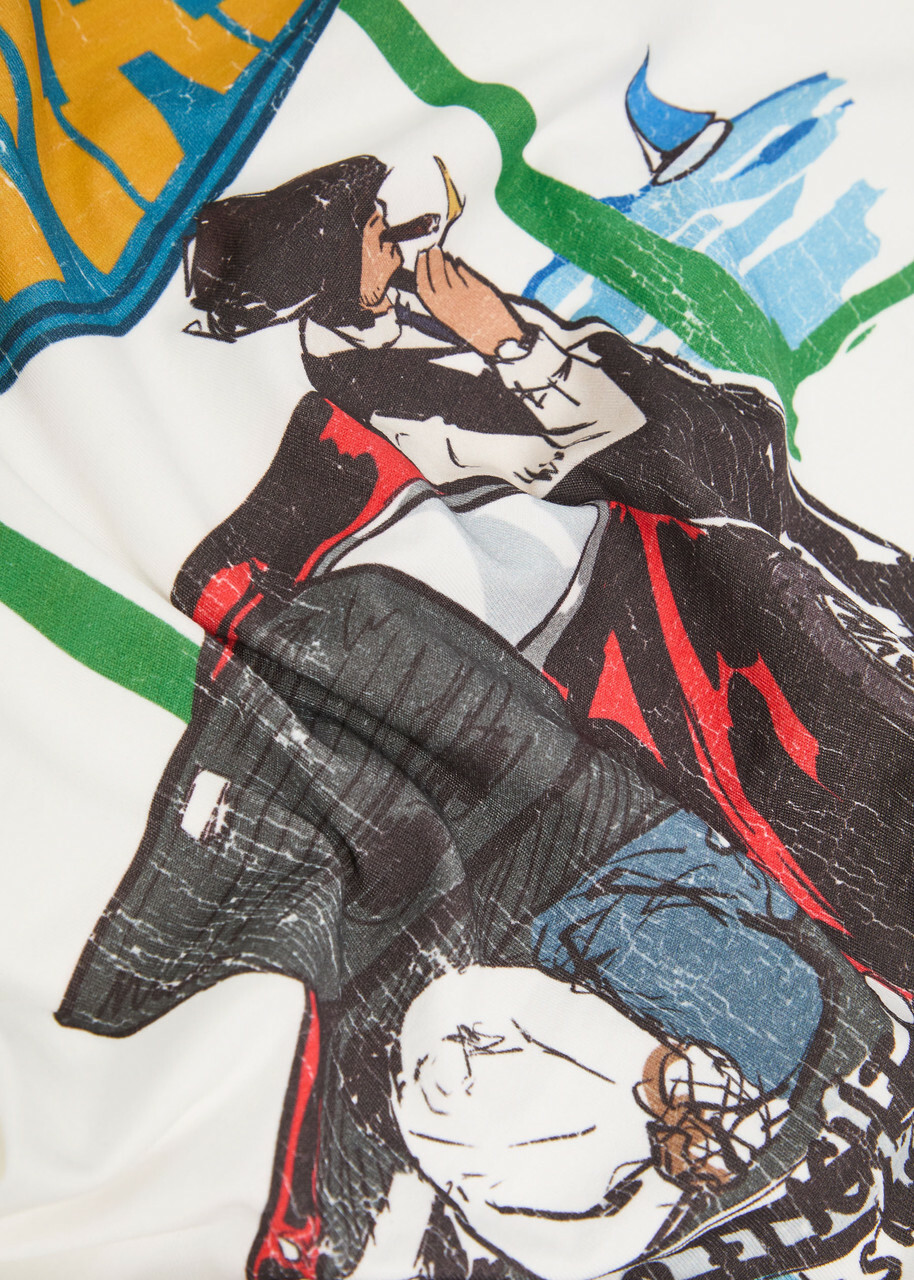 God Made Ocean Side Printed Cotton T-shirt Off White