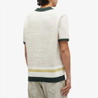 Wax London Men's Tellaro Knit Short Sleeve Shirt in Green/Ecru