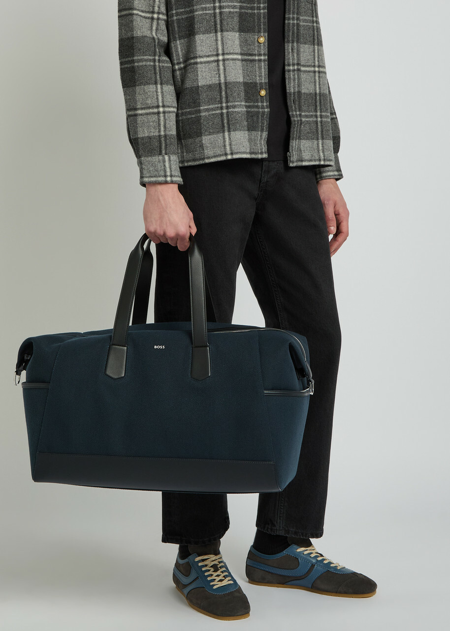 Boss Dakkar Leather-trim Canvas Holdall bag - Navy - One Size