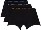 Hugo Three-Pack Black Jacquard-Logo Boxers