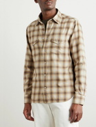 TOM FORD - Checked Cotton-Blend Western Shirt - Neutrals