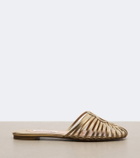 Aquazzura Sweet Surrender metallic leather mules