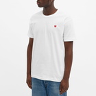 Comme des Garçons Play Men's Small Red Heart T-Shirt in White