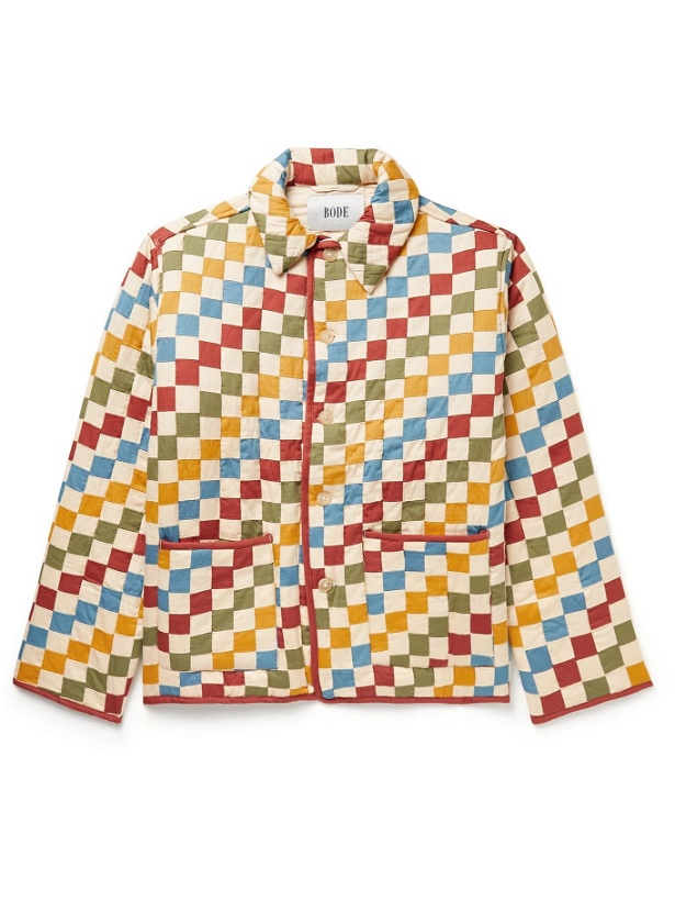 Photo: BODE - Stamp Checked Patchwork Cotton Chore Jacket - Multi