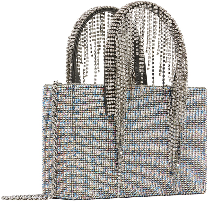 KARA Blue & Silver Crystal Fringe Bag Kara