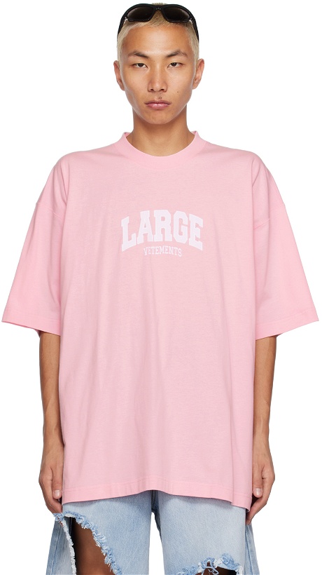 Photo: VETEMENTS Pink 'Large' T-Shirt