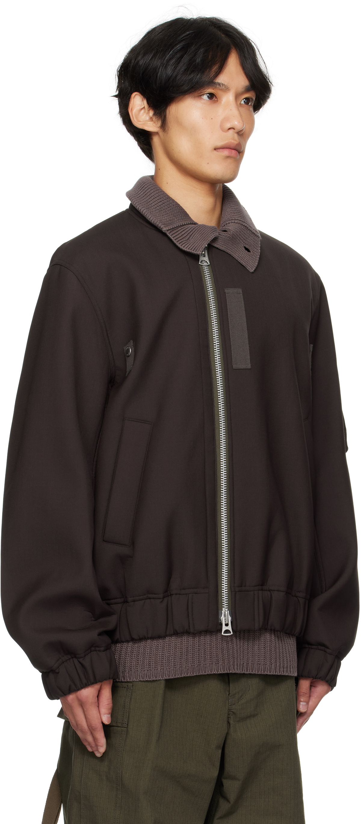 ジャケット・アウター 2025AW Sacai Suiting Blouson size:1 MA-1 sacai Brown Suiting Blouson Bomber Jacket Sacai